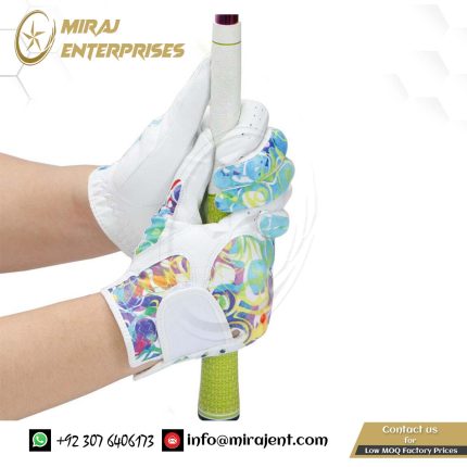 Customized Print Sheepskin Golf Gloves women Left and Right Hand Soft Leather Sheepskin Breathable Phantom color (2)