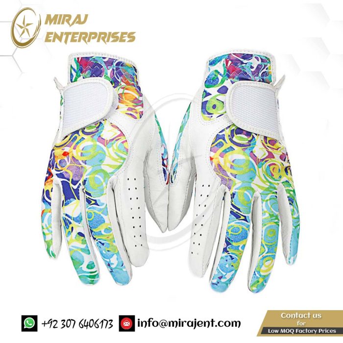 Customized Print Sheepskin Golf Gloves women Left and Right Hand Soft Leather Sheepskin Breathable Phantom color (5)