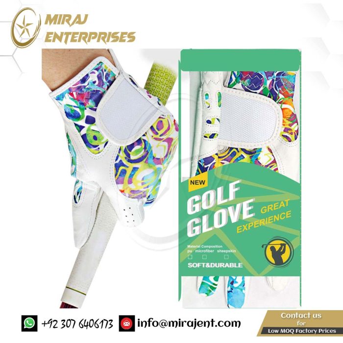 Customized Print Sheepskin Golf Gloves women Left and Right Hand Soft Leather Sheepskin Breathable Phantom color (6)